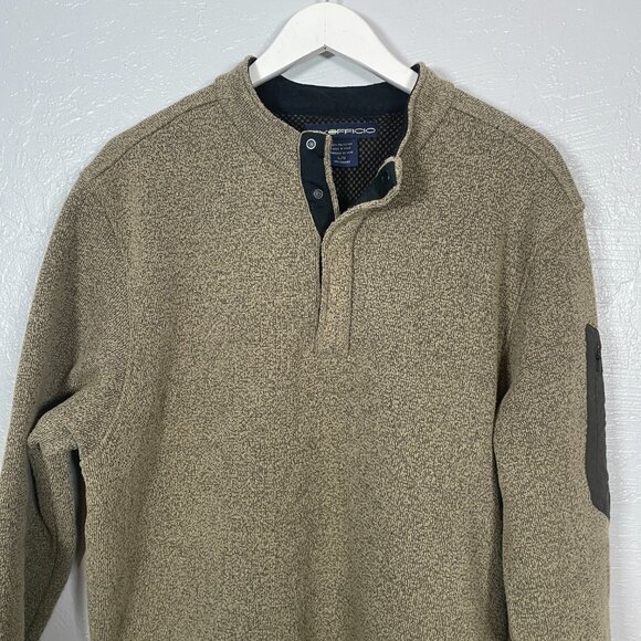Exofficio Men L Tan Black Fleece 1/4 Snap Pullover Jacket Zip Pocket Gorpcore - Picture 3 of 7